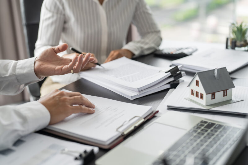 Business people signing contract making deal with real estate ag